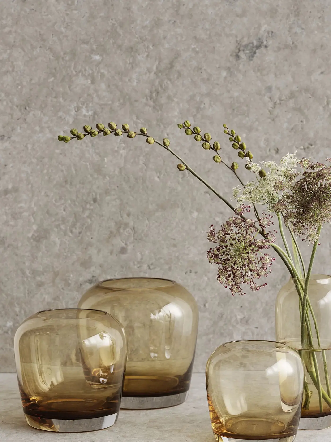 BLOMUS | Glas Vase LETA Large 17cm Coffee | camel
